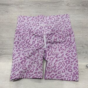 PChee Bum Lavender Leopard Biker Workout Shorts
